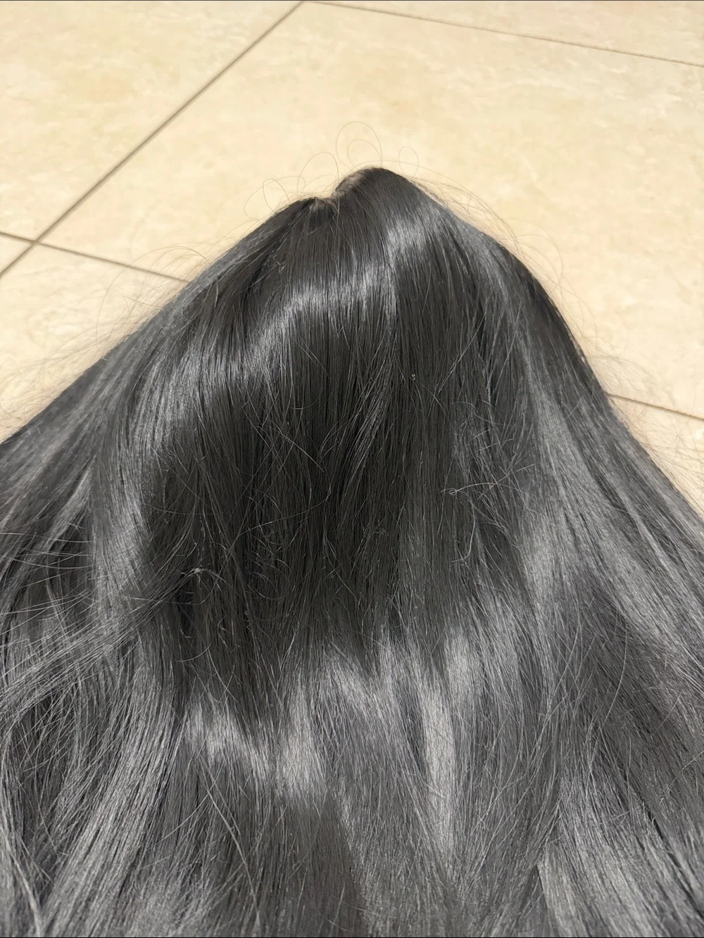 Black Synthetic Wig with Bangs